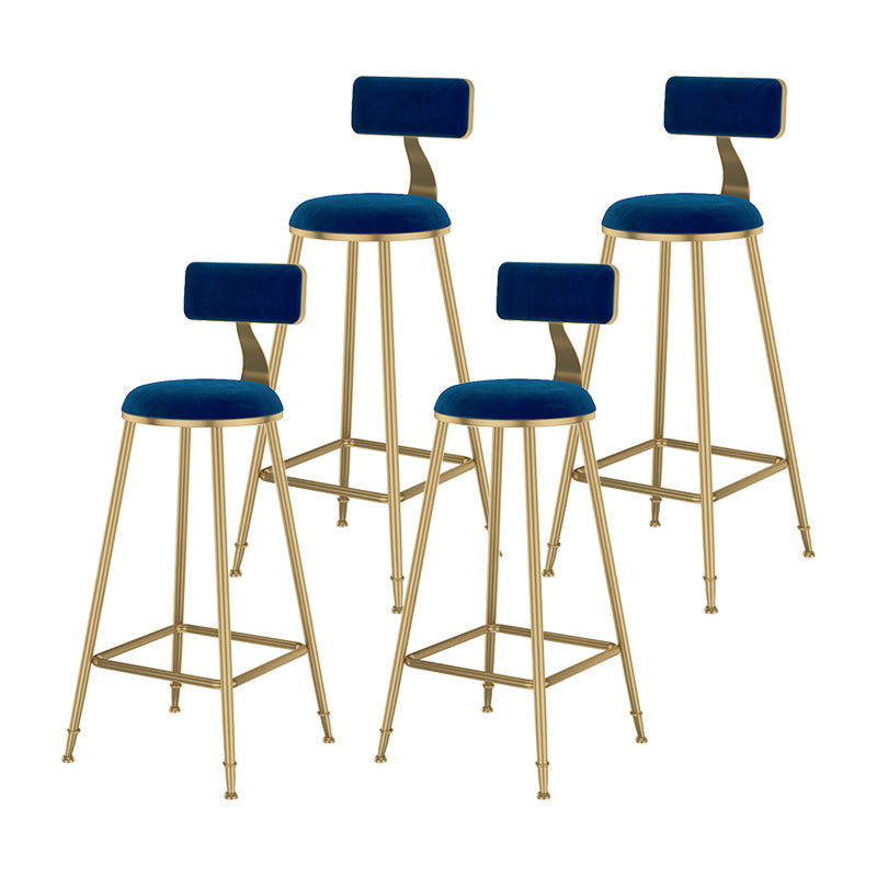 Glam Metal Upholstered Bar Stool Bristol Barstool with Low Back and Cushion