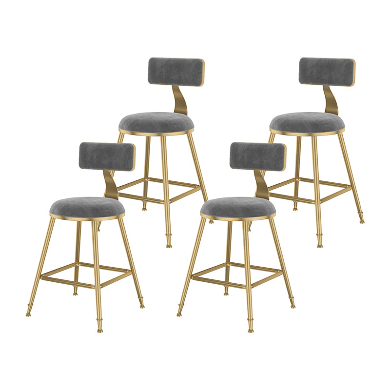 Glam Metal Upholstered Bar Stool Bristol Barstool with Low Back and Cushion