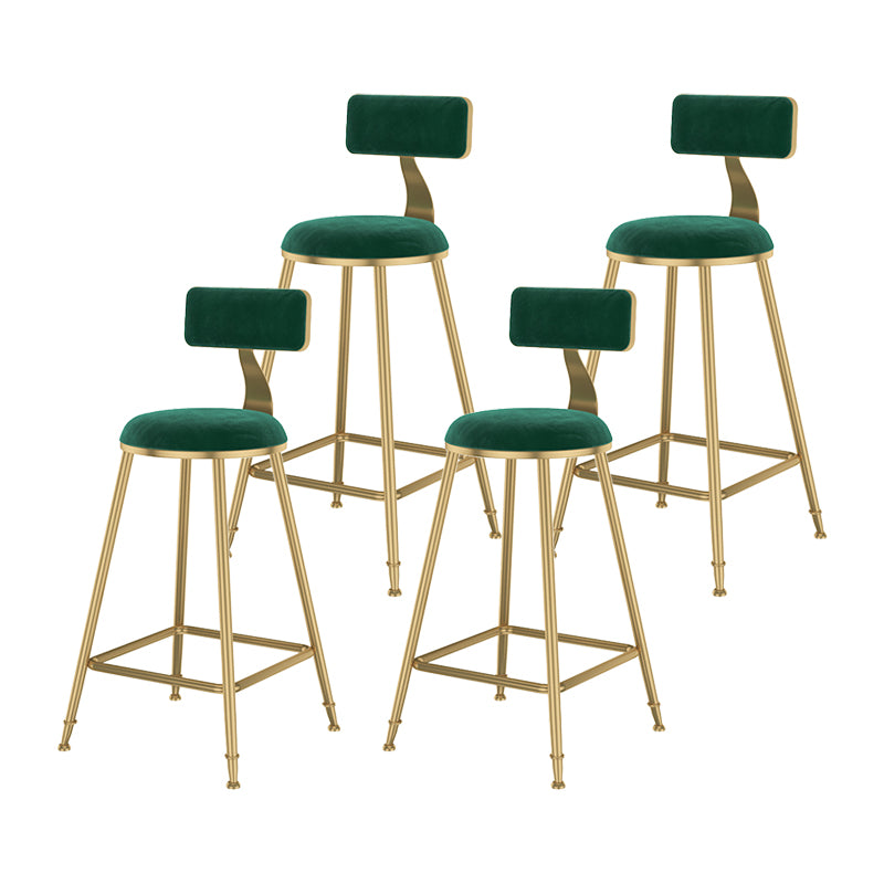 Glam Metal Upholstered Bar Stool Bristol Barstool with Low Back and Cushion