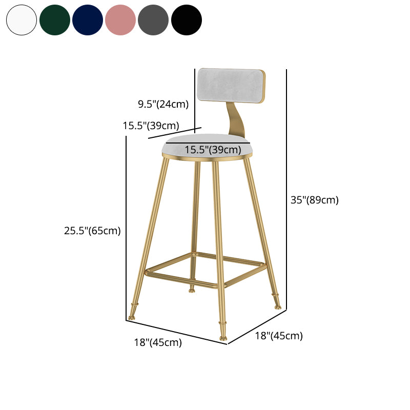 Glam Metal Upholstered Bar Stool Bristol Barstool with Low Back and Cushion