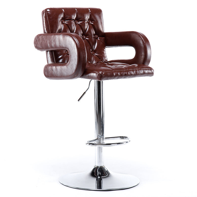 Modern Armed PU Upholstery Bar Stool Adjustable Swivel Backrest Counter Chair