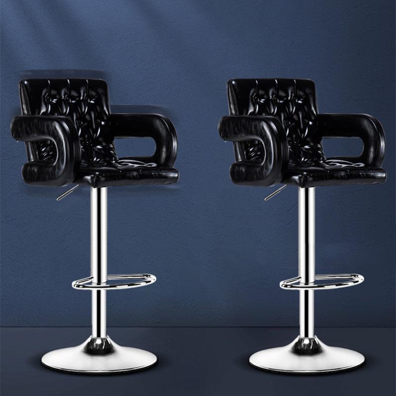 Modern Armed PU Upholstery Bar Stool Adjustable Swivel Backrest Counter Chair