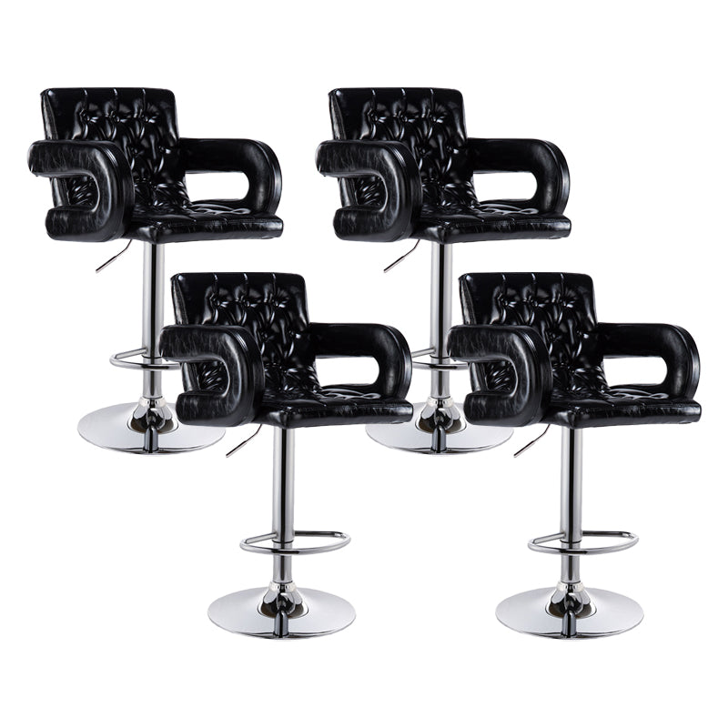 Modern Armed PU Upholstery Bar Stool Adjustable Swivel Backrest Counter Chair