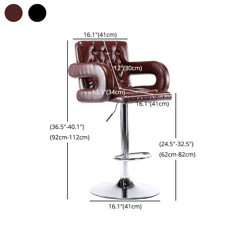 Modern Armed PU Upholstery Bar Stool Adjustable Swivel Backrest Counter Chair