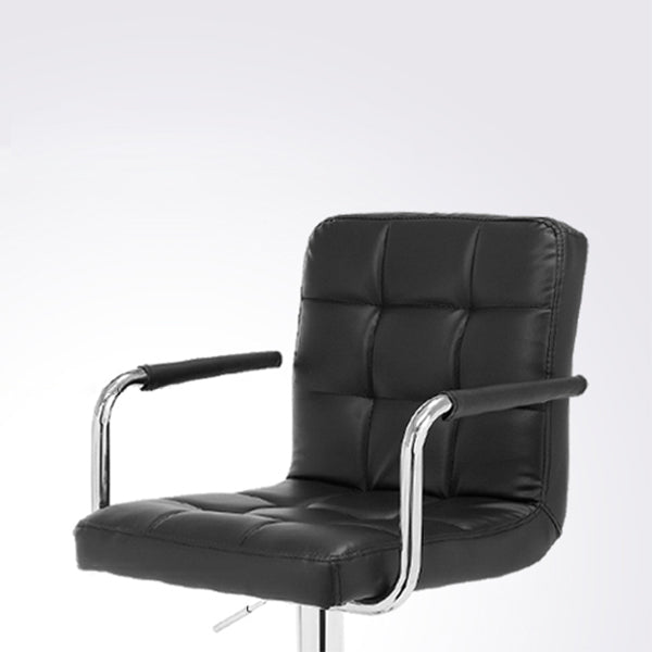 Taburete de bar con respaldo bajo de cuero moderno, taburete de mostrador de altura ajustable acolchado armado
