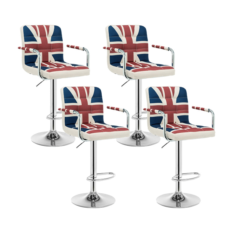 Taburete de bar con respaldo bajo de cuero moderno, taburete de mostrador de altura ajustable acolchado armado