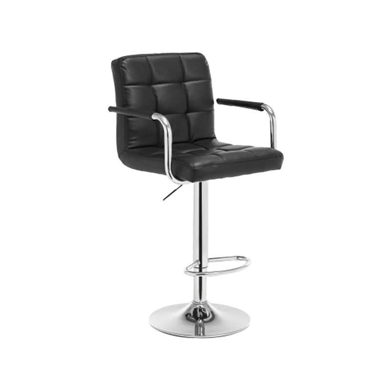 Taburete de bar con respaldo bajo de cuero moderno, taburete de mostrador de altura ajustable acolchado armado