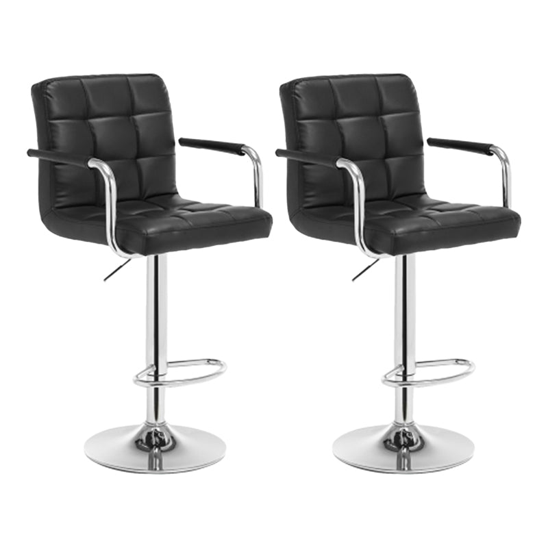 Taburete de bar con respaldo bajo de cuero moderno, taburete de mostrador de altura ajustable acolchado armado