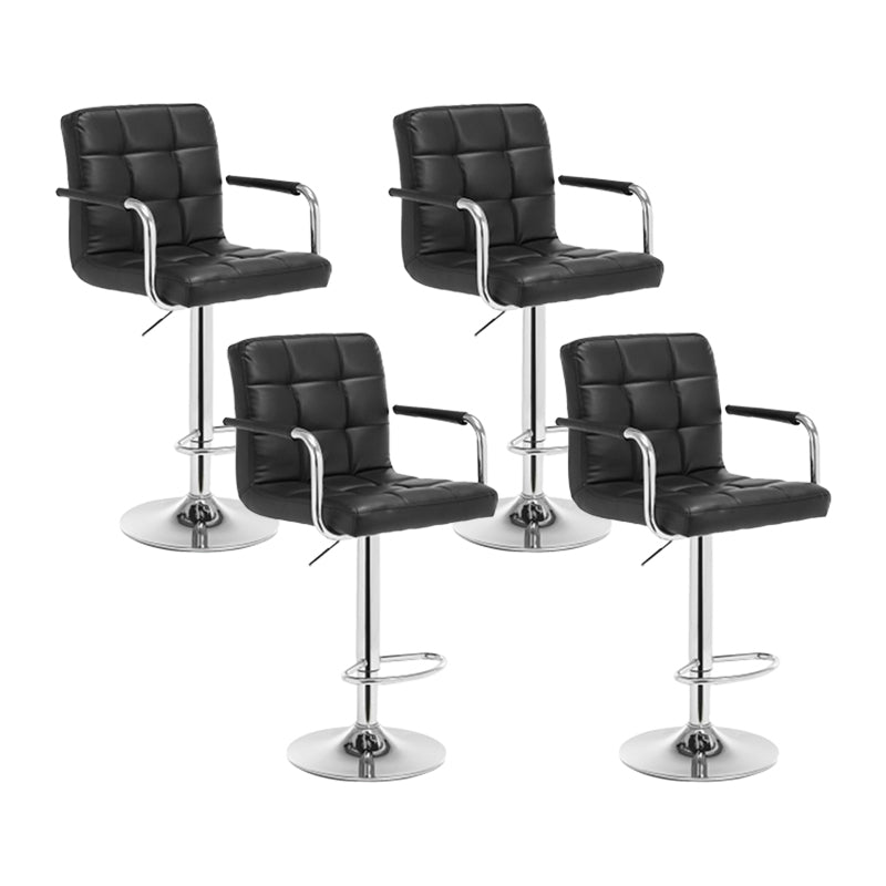 Taburete de bar con respaldo bajo de cuero moderno, taburete de mostrador de altura ajustable acolchado armado