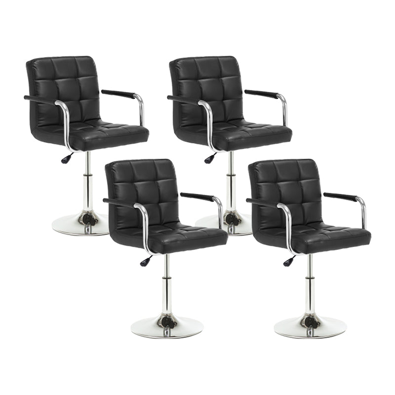 Taburete de bar con respaldo bajo de cuero moderno, taburete de mostrador de altura ajustable acolchado armado