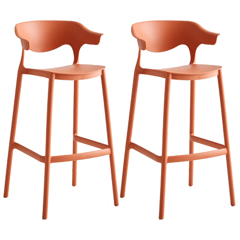 Taburete de bar con asientos de plástico de estilo nórdico, taburete de bar colorido con respaldo de 4 patas (juego de 2)