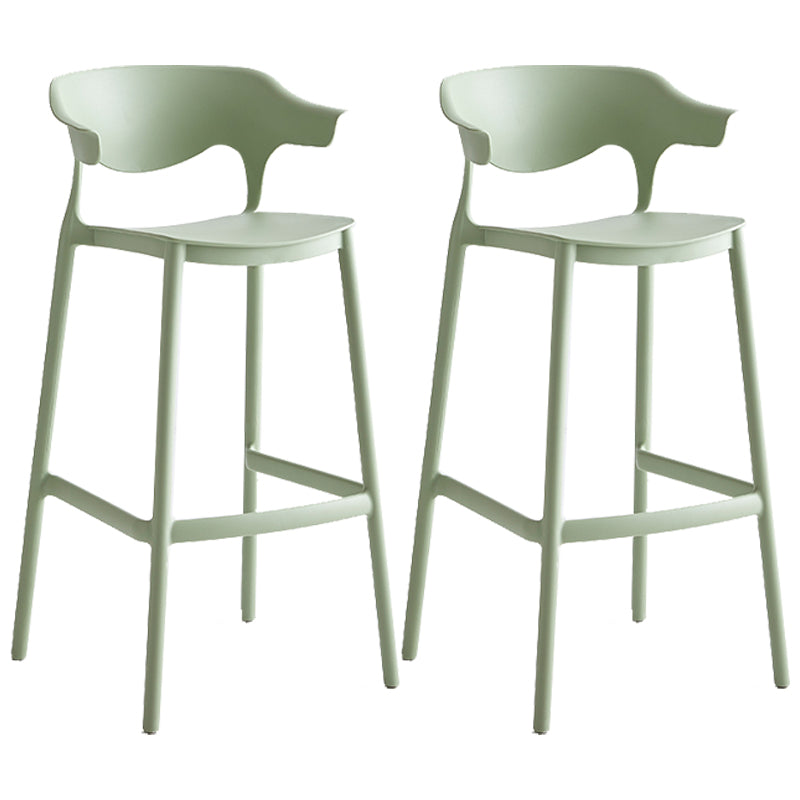 Taburete de bar con asientos de plástico de estilo nórdico, taburete de bar colorido con respaldo de 4 patas (juego de 2)