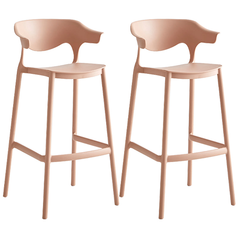 Taburete de bar con asientos de plástico de estilo nórdico, taburete de bar colorido con respaldo de 4 patas (juego de 2)