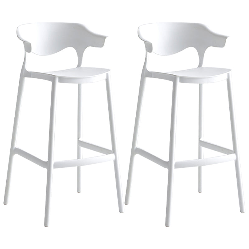 Taburete de bar con asientos de plástico de estilo nórdico, taburete de bar colorido con respaldo de 4 patas (juego de 2)