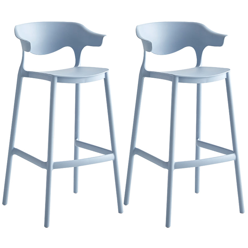 Taburete de bar con asientos de plástico de estilo nórdico, taburete de bar colorido con respaldo de 4 patas (juego de 2)