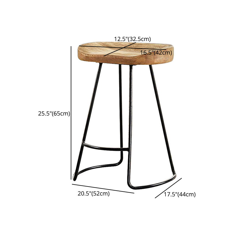 Contemporary Wood Seats Counter Stools Black Base Indoor Bar Stool for Kitchen