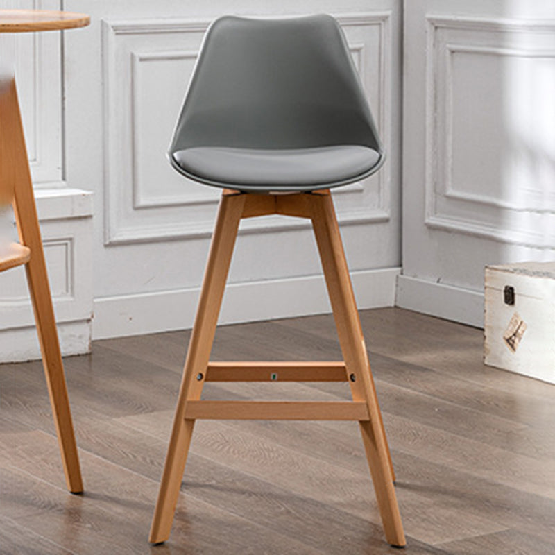 Contemporary Backrest Bar Stool Leather Wood 4 Legs Bar Stool , 1 Piece