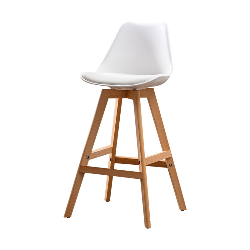 Contemporary Backrest Bar Stool Leather Wood 4 Legs Bar Stool , 1 Piece