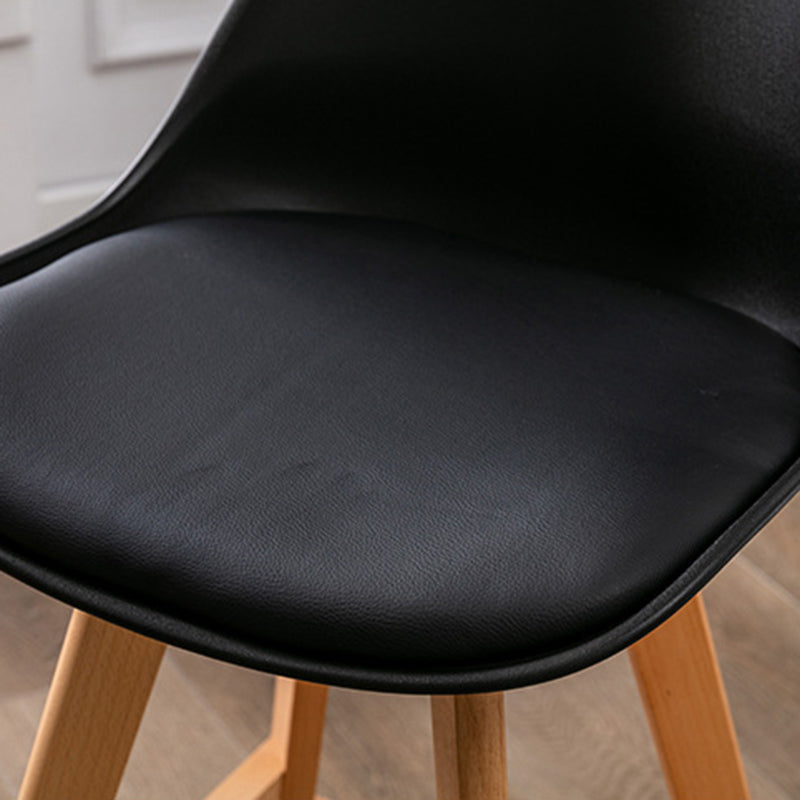 Contemporary Backrest Bar Stool Leather Wood 4 Legs Bar Stool , 1 Piece