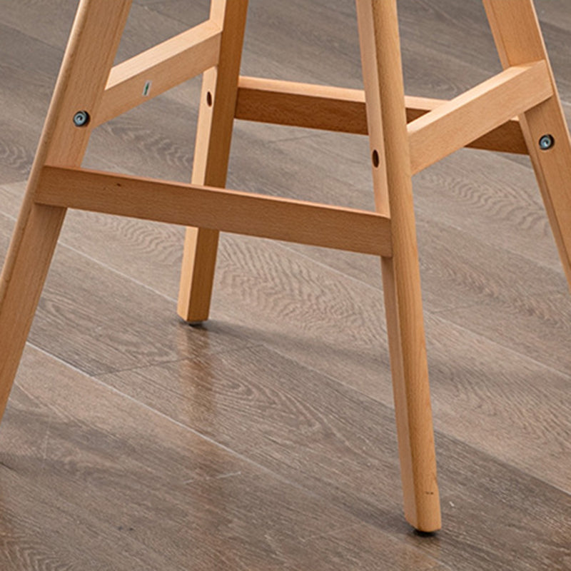 Contemporary Backrest Bar Stool Leather Wood 4 Legs Bar Stool , 1 Piece