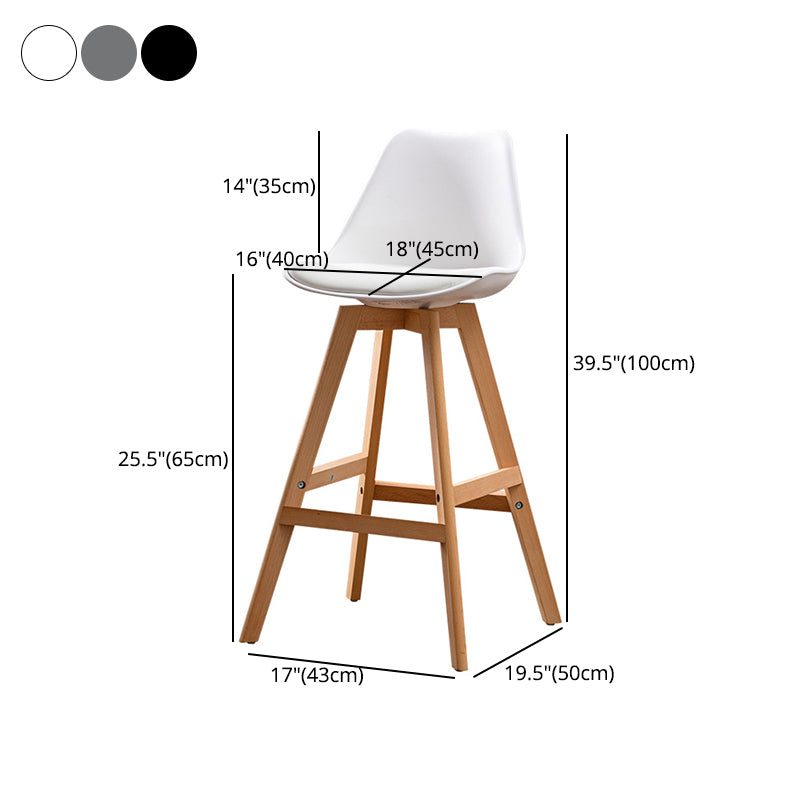 Contemporary Backrest Bar Stool Leather Wood 4 Legs Bar Stool , 1 Piece