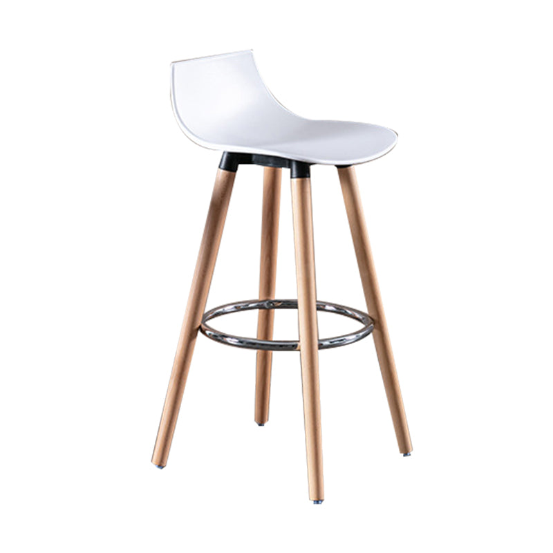 Nordic Style Barstool Plastic Seat Wood 4 Legs Bar Stool for Dining Room, Set of 2