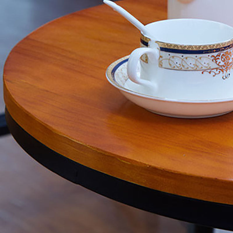 Tavolo da bar in ferro nero industriale Top in legno naturale interno 41,3 "H tavolo da bistrot con piedistallo