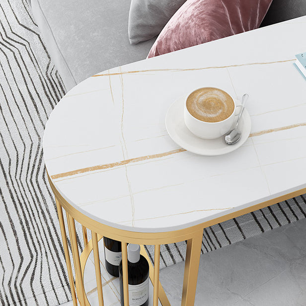 Modern Bar Dining Table with Shelves Iron Base Bar Height Cocktail Table