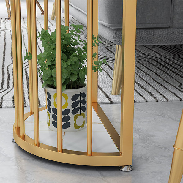 Modern Bar Dining Table with Shelves Iron Base Bar Height Cocktail Table