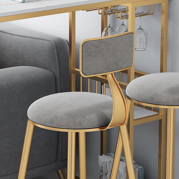 Modern Bar Dining Table with Shelves Iron Base Bar Height Cocktail Table