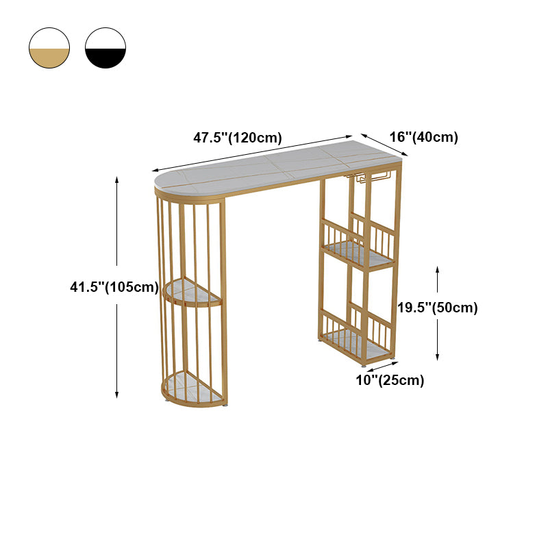 Modern Bar Dining Table with Shelves Iron Base Bar Height Cocktail Table