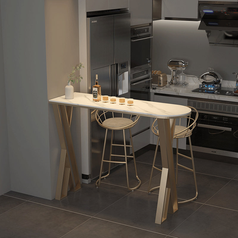 Tavolo da bar per pub interno in pietra glam tavolo da pranzo in ghiottino con doppio piedistallo