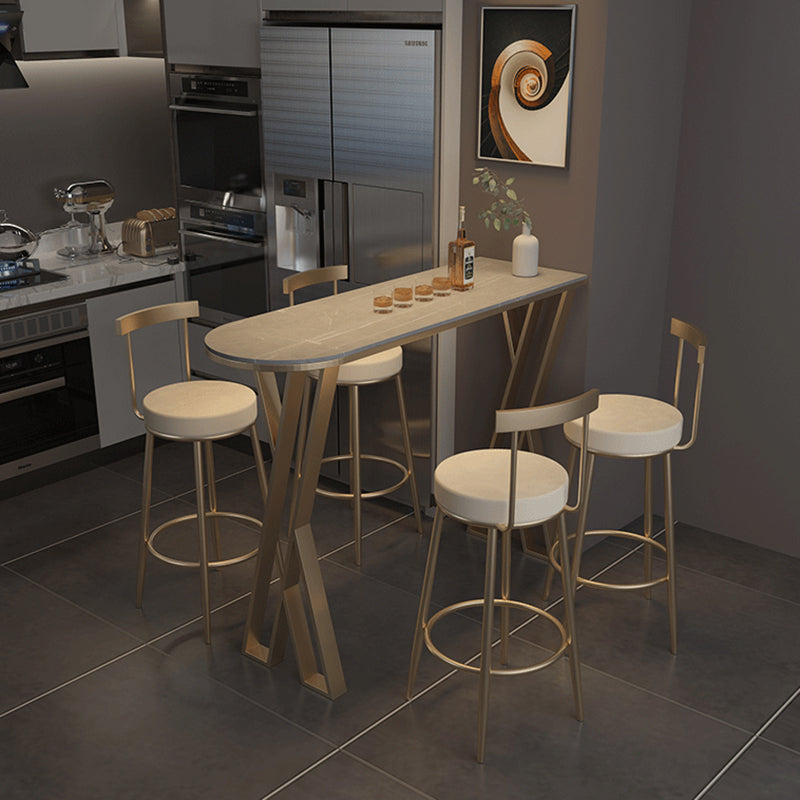 Tavolo da bar per pub interno in pietra glam tavolo da pranzo in ghiottino con doppio piedistallo