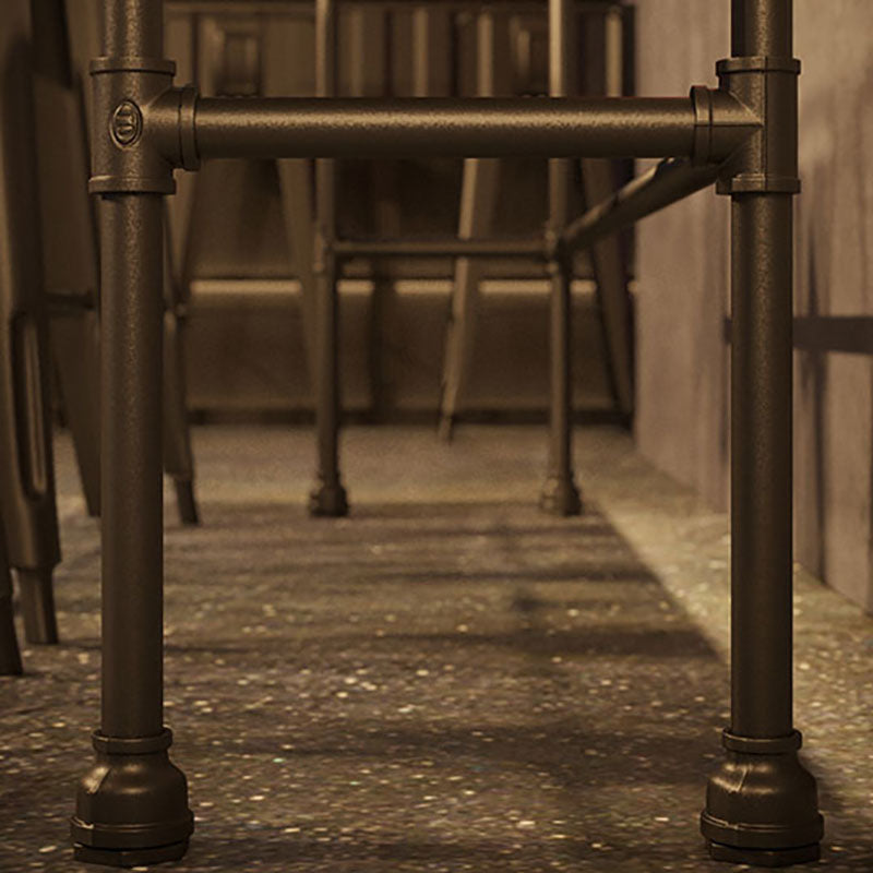 Mesa de barra de hierro negro industrial Rectángulo de madera marrón Top 41.3 "H Mesa Bistro