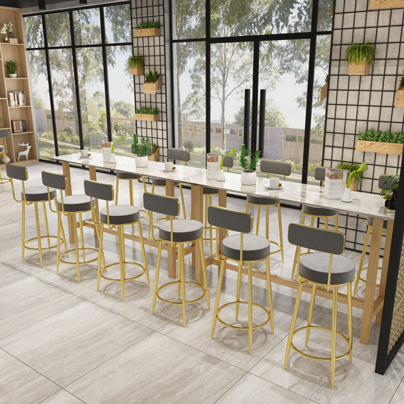 Glam Natural Wood Bar Table Faux Marble Rectangle Top 41.3"H Bistro Table