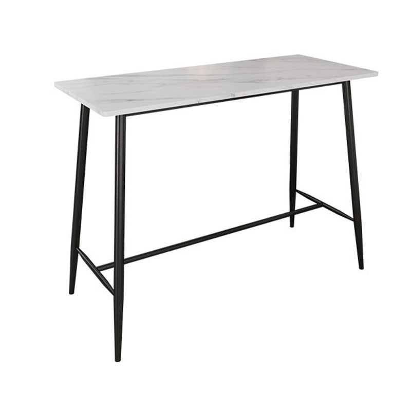 Industrial Black Metal Bar Table Faux Marble Rectangle Top Bistro Table - 47" x 23" x 41"