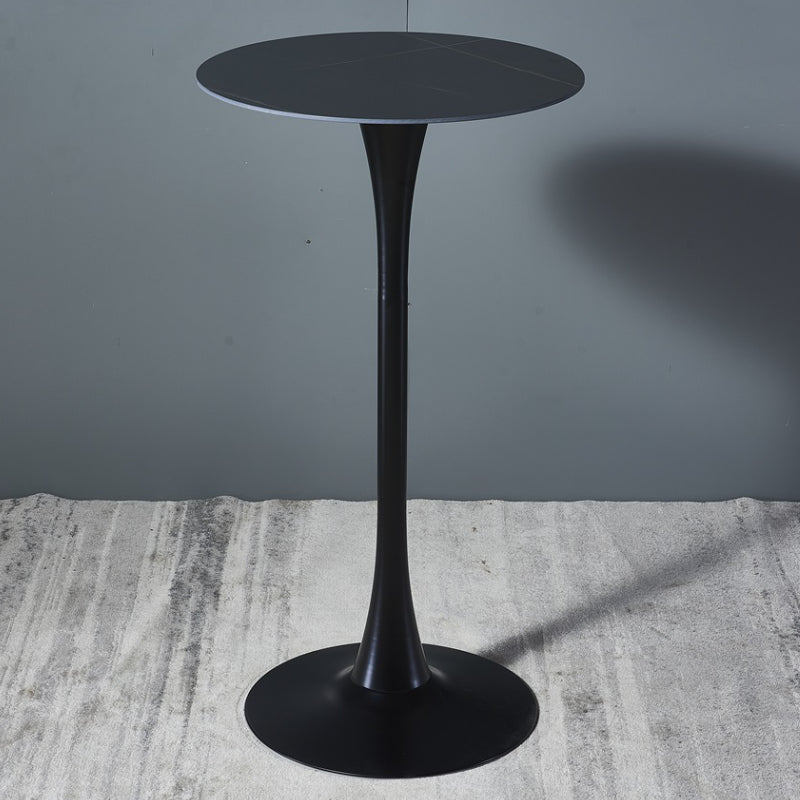 Industrial Iron Bar Table Round Top Indoor 41.3"H Bistro Table with Pedestal