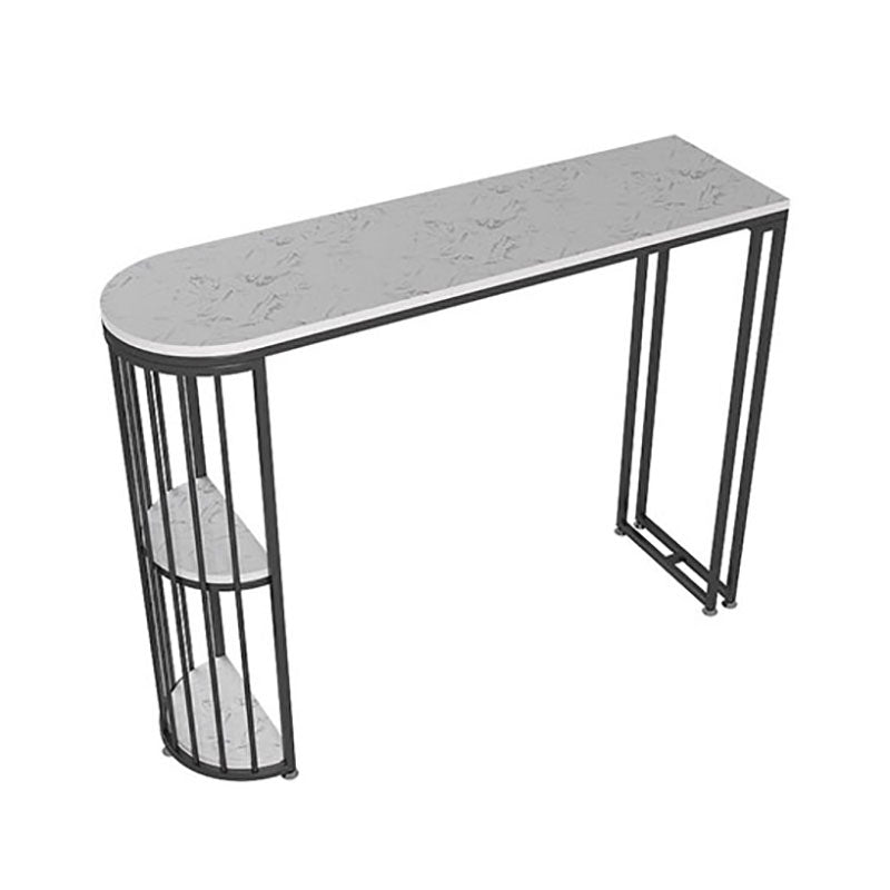 Glam Style 41.3"H Bar Table Marble White Top Specialty Bistro Table with Shelves
