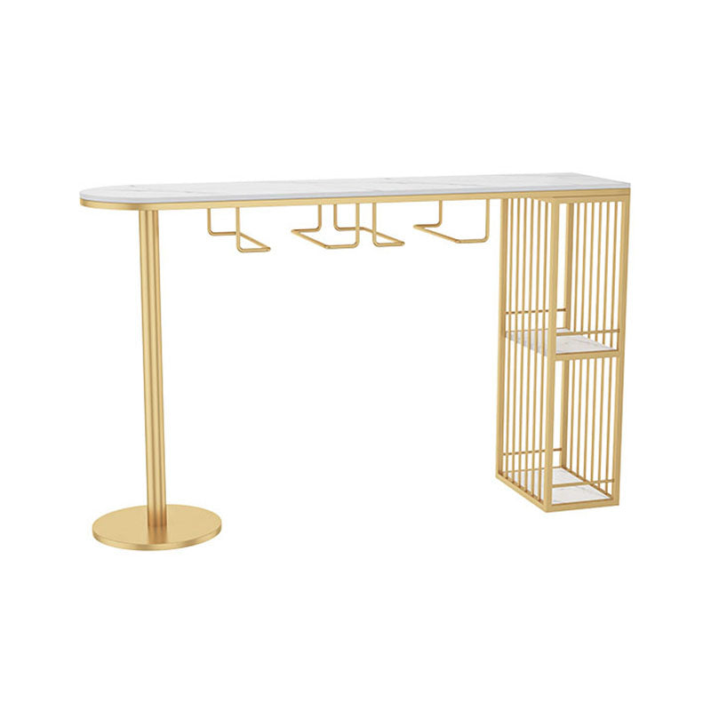 Glam 41.3 "H Mesa de barra de hierro de H Mesa de bistro de mármol de mármol en oro en oro