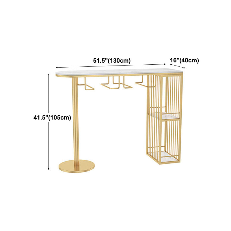 Glam 41.3 "H Mesa de barra de hierro de H Mesa de bistro de mármol de mármol en oro en oro