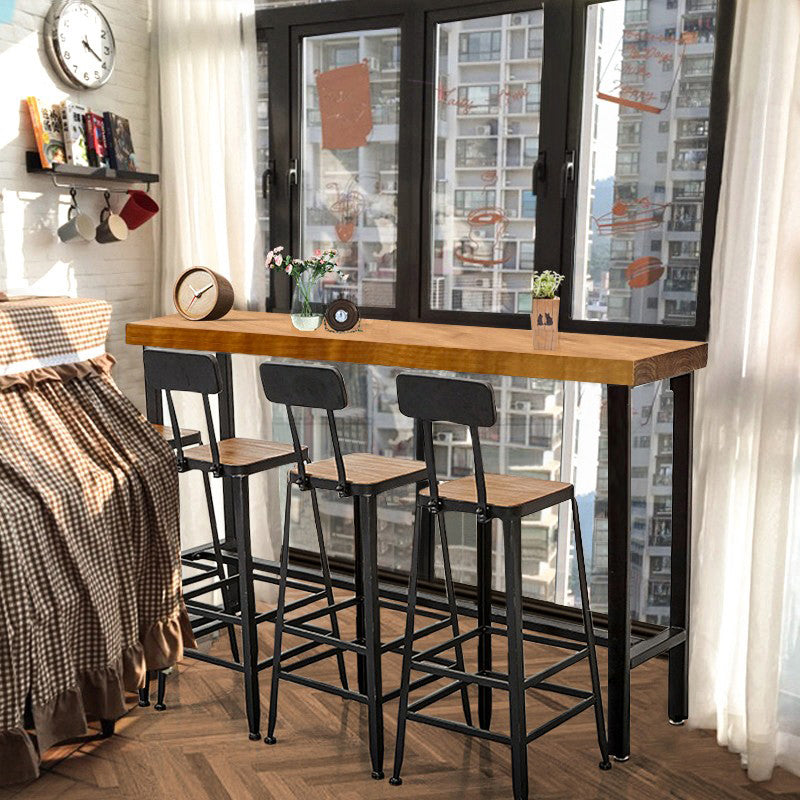 Wood Rectangle Top Counter Table Industrial 42-inch Height Table for Dining Room