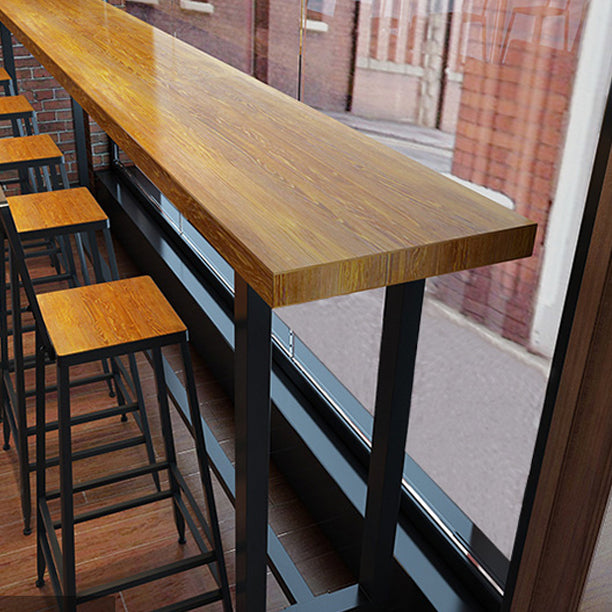 Wood Rectangle Top Counter Table Industrial 42-inch Height Table for Dining Room