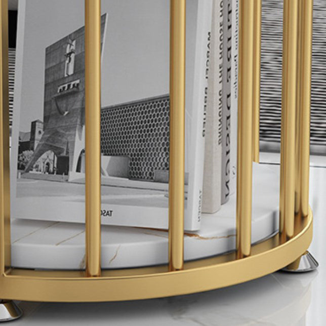 Mesa de barra de estilo glamorosa de 42 pulgadas Top de piedra y mesa de almacenamiento de bistro de base de metal