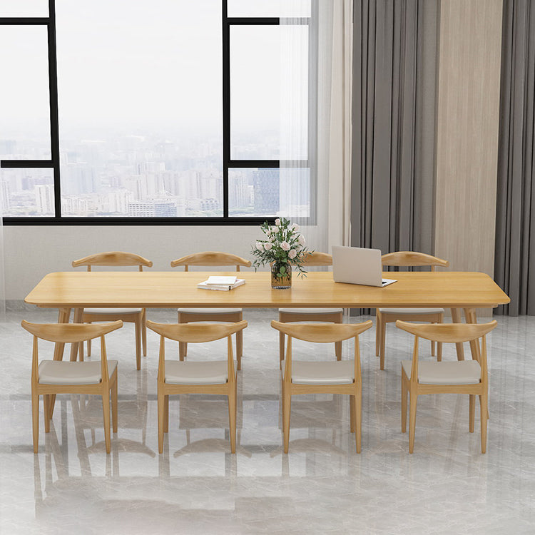 Vast hout eigentijdse rechthoekige eettafel natuurlijke houten boventafel met 4 poten