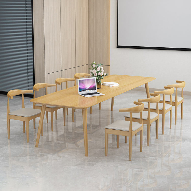 Vast hout eigentijdse rechthoekige eettafel natuurlijke houten boventafel met 4 poten