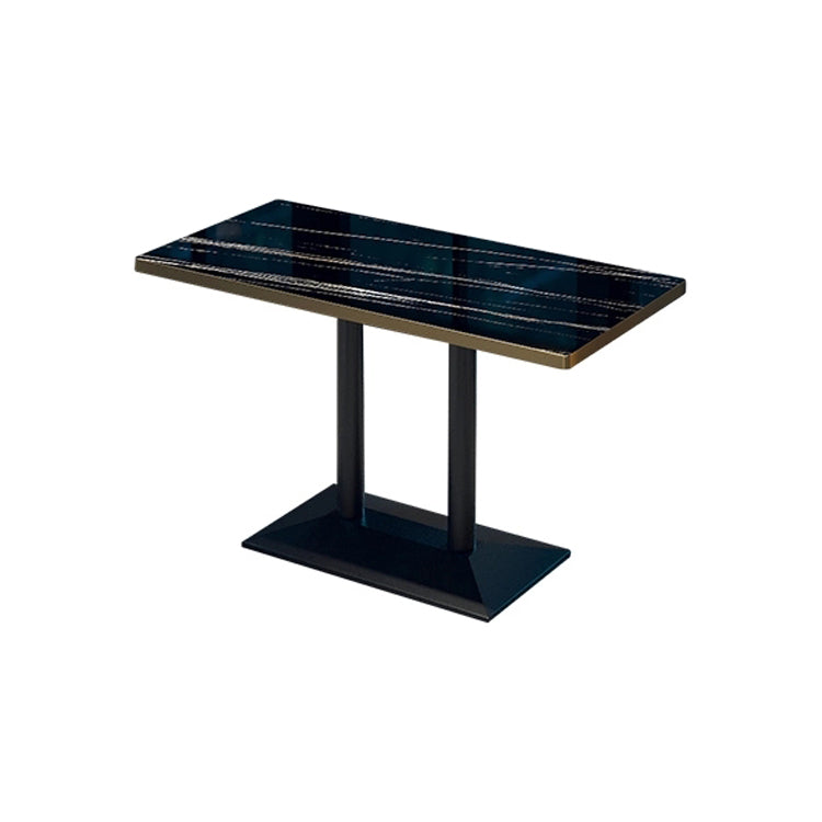 Industrial Style Dining Table Black Table with Metal Pedestal Base for Dining Room