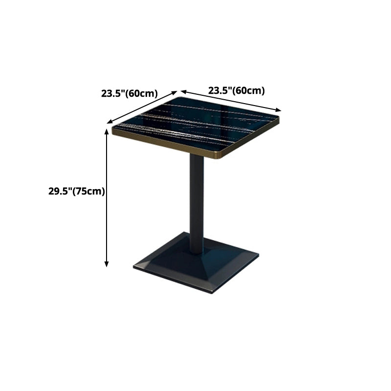 Industrial Style Dining Table Black Table with Metal Pedestal Base for Dining Room