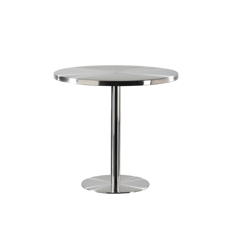 Mesa de comedor con astillas de metal Mesa de comedor de acero inoxidable con base de pedestal