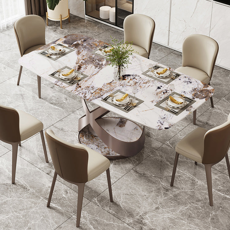Traditional Luxury Dining Table Rectangle Sintered Stone Table for Living Room