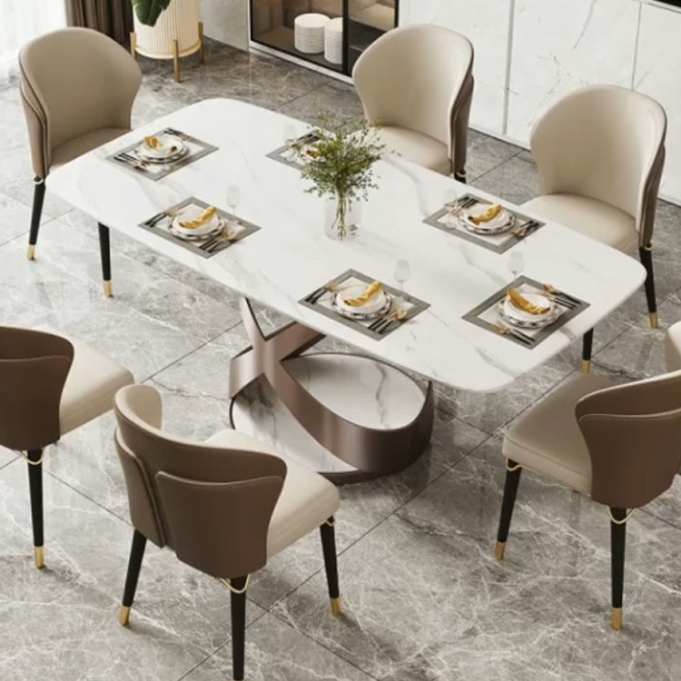 Traditional Luxury Dining Table Rectangle Sintered Stone Table for Living Room